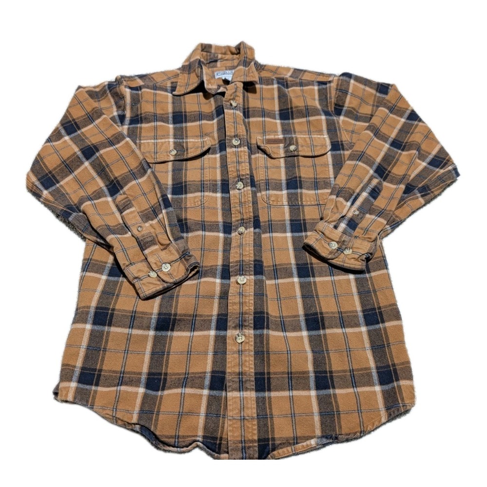 Carhartt Shirt Mens S Long Sleeve Button Heavyweight‎ Flannel Work Brown Plaid